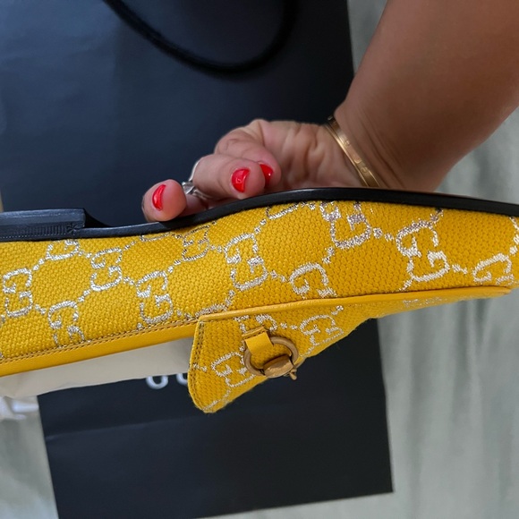 Gucci Women's Jordan loafer in yellow and silver fabric - Picture 6 of 9